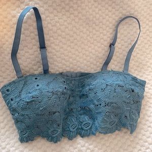 Aerie blue boho crochet bandeau bra